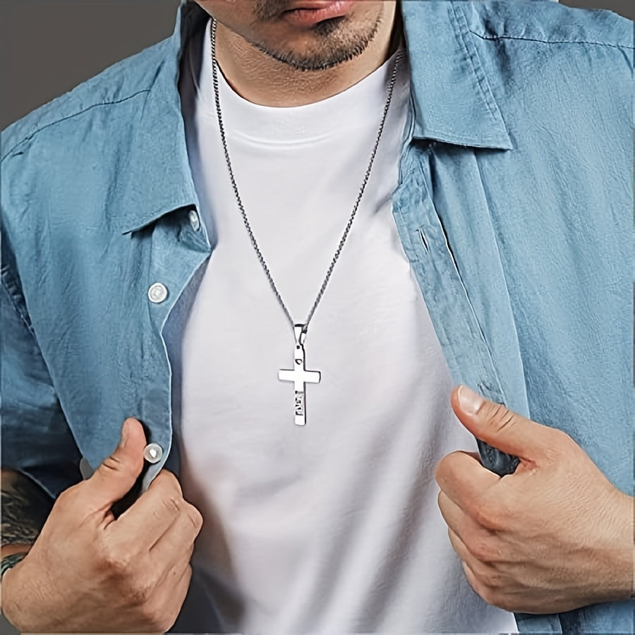 To my Daddy: Stainless Steel Minimalist Cross Necklace - Perfect Day Gift for Dad, Men's Chain Necklace with Simple Design