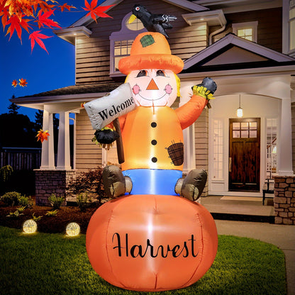 6ft Giant LED Inflatable Scarecrow - Thanksgiving Harvest Yard Decoration