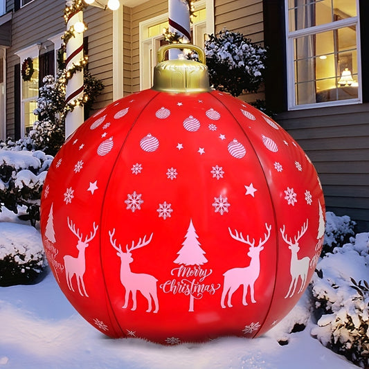 24-Inch Large PVC Inflatable Christmas Ball - Festive Outdoor Yard and Pool Decoration