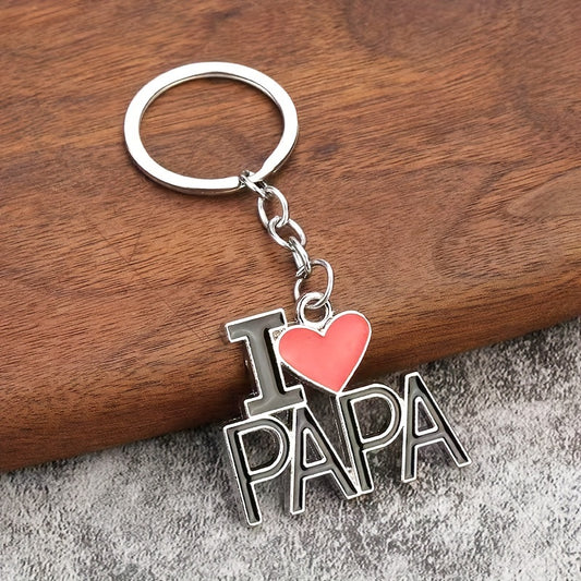 I Love PAPA Keychain Trendy Letter Alloy Keyring Classic Hanging Pendant Bag Charms Father's Day Gifts