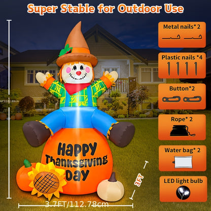 6ft KOOY Thanksgiving Inflatable Turkey - LED-Lit Outdoor Yard Décor