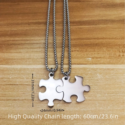 Brother & Sister Puzzle Necklace Set - Creative Sibling Gift with Bag Charm, Perfect for Christmas, Birthdays, and Special Occasions