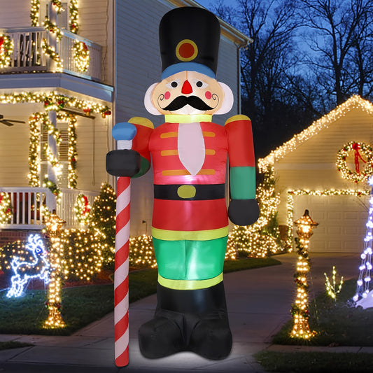 8ft Festive Nutcracker Inflatable - LED-Lit Christmas Soldier Yard Décor