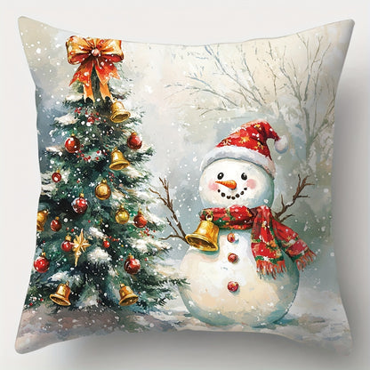 4-Piece Creative Christmas Pillowcase Set – 17.72 x 17.72 Inches for Living Room, Sofa, and Bedroom Decor