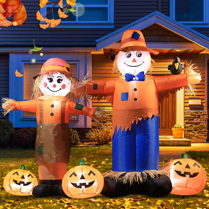 4.5ft LED Thanksgiving Harvest Scarecrow Duo - Outdoor Yard & Garden Décor