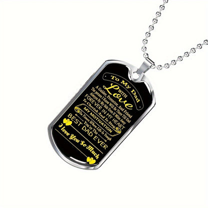 To my Dad: Thanksgiving Day Anniversary Party Birthday Father's Day gifts, Men's Jewelry For Dad Stainless Steel Pendant Dog Tag Necklaces