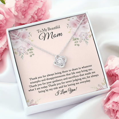 To my Beautiful Mom: Rhinestone Necklace, Mom Birthday Gift From Daughter/Son, Mother's Day Gifts, Christmas Gifts