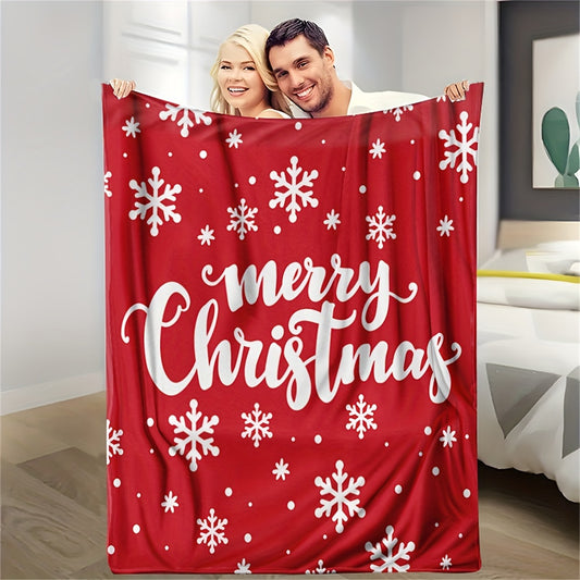 Cozy Christmas Snowflake Throw Blanket – Ultra-Soft Microfiber Flannel for Couch & Bed, All-Season Comfort