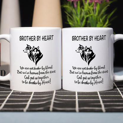 "To My Brother - Brother by Heart" 11 oz Ceramic Coffee Mug with Funny Sayings - Thoughtful Gift for a Special Brother