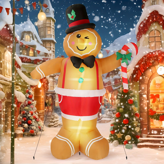 8ft Inflatable Gingerbread Man - Giant Blow-Up Christmas Decoration