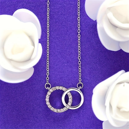 To  my Mother In Law: Double Circle Pendant Necklace with Zirconia Inlay, Mother-In-Law Gift Set with Jewelry Box And Elegant Card - Perfect for Mother'S Day, Birthdays...