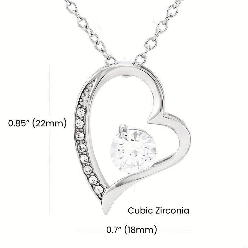 To my Badass Mom: Elegant Trendy Heart Cubic Zirconia Pendant Necklace Decorative Accessories Holiday Mother's Day Gift With Gift Card Box