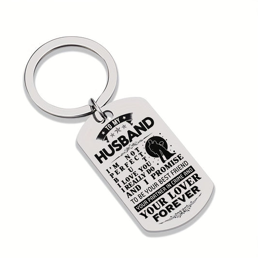 To My Husband Keychain – Metal Keychain Ring | Perfect Valentine's Day, Wedding Anniversary, or Birthday Gift for Men