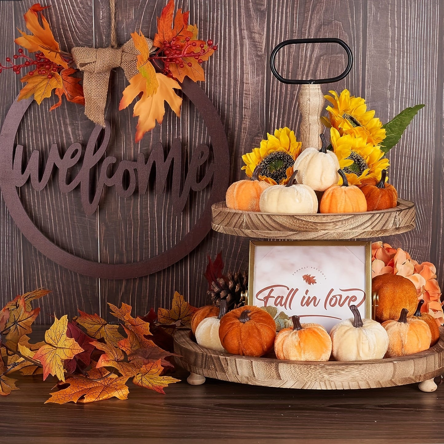 4-Piece Velvet Pumpkin Decoration Set – Soft, High-Quality Plush Velvet for Fall & Thanksgiving