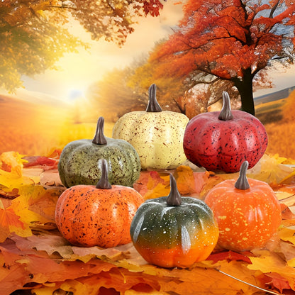 6-Piece Lifelike Pumpkin Decoration Set – Perfect for Halloween, Thanksgiving, and Harvest Festivals