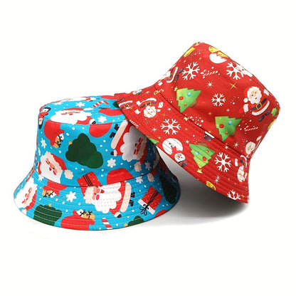 Miacawor Unisex Christmas Print Reversible Bucket Hat - Lightweight & Festive Double-Sided Design