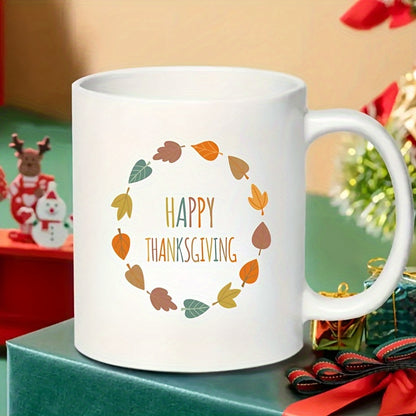 Funny Coffee Mug with Happy Thanksgiving Text – 11 oz