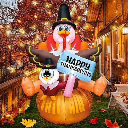 6ft KOOY Inflatable LED Light-Up Turkey - Thanksgiving Yard Decoration