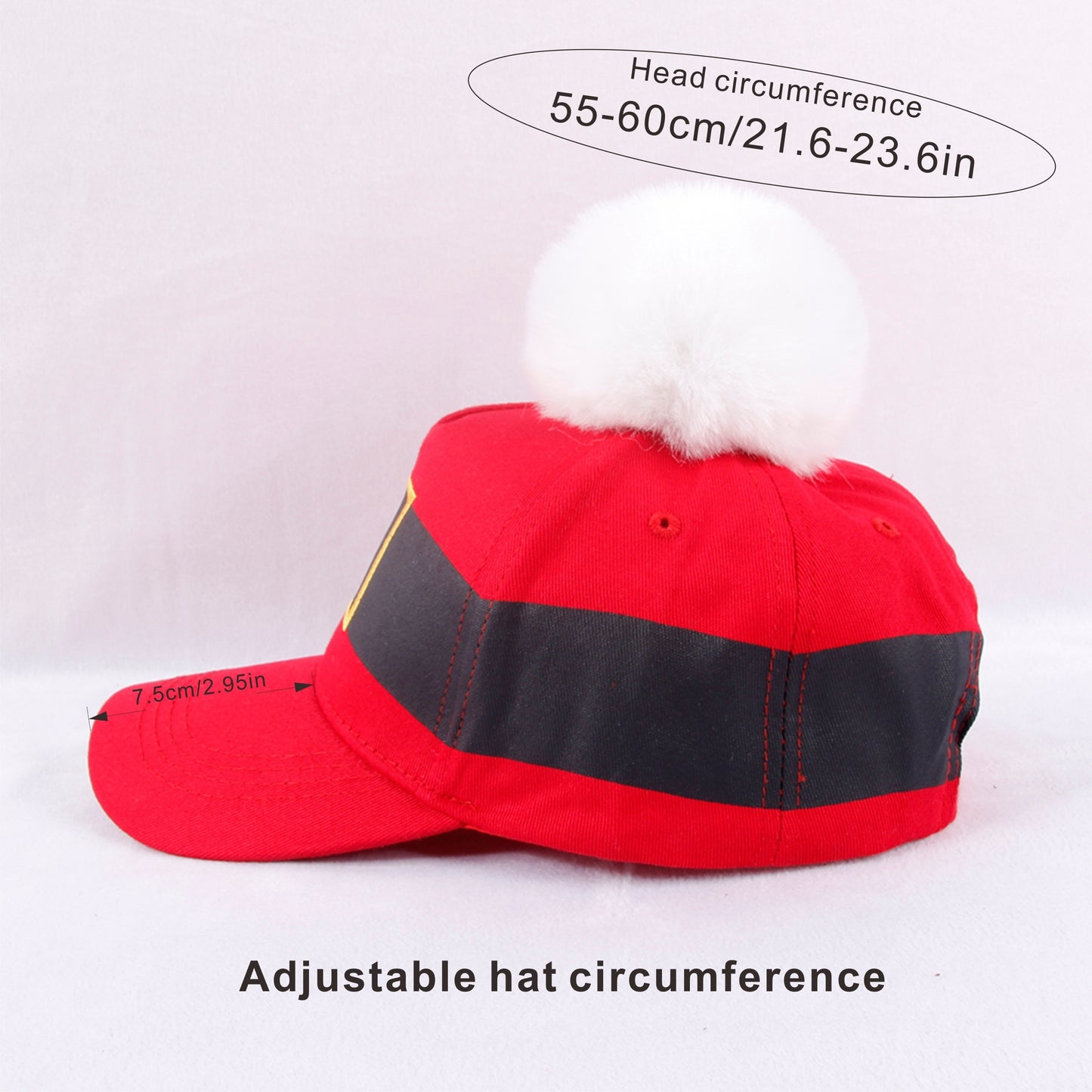 2PCS Santa Claus Christmas Party Belt Hat with Pom-Pom - Unisex Cotton Baseball Cap - Festive Holiday Fashion Accessory