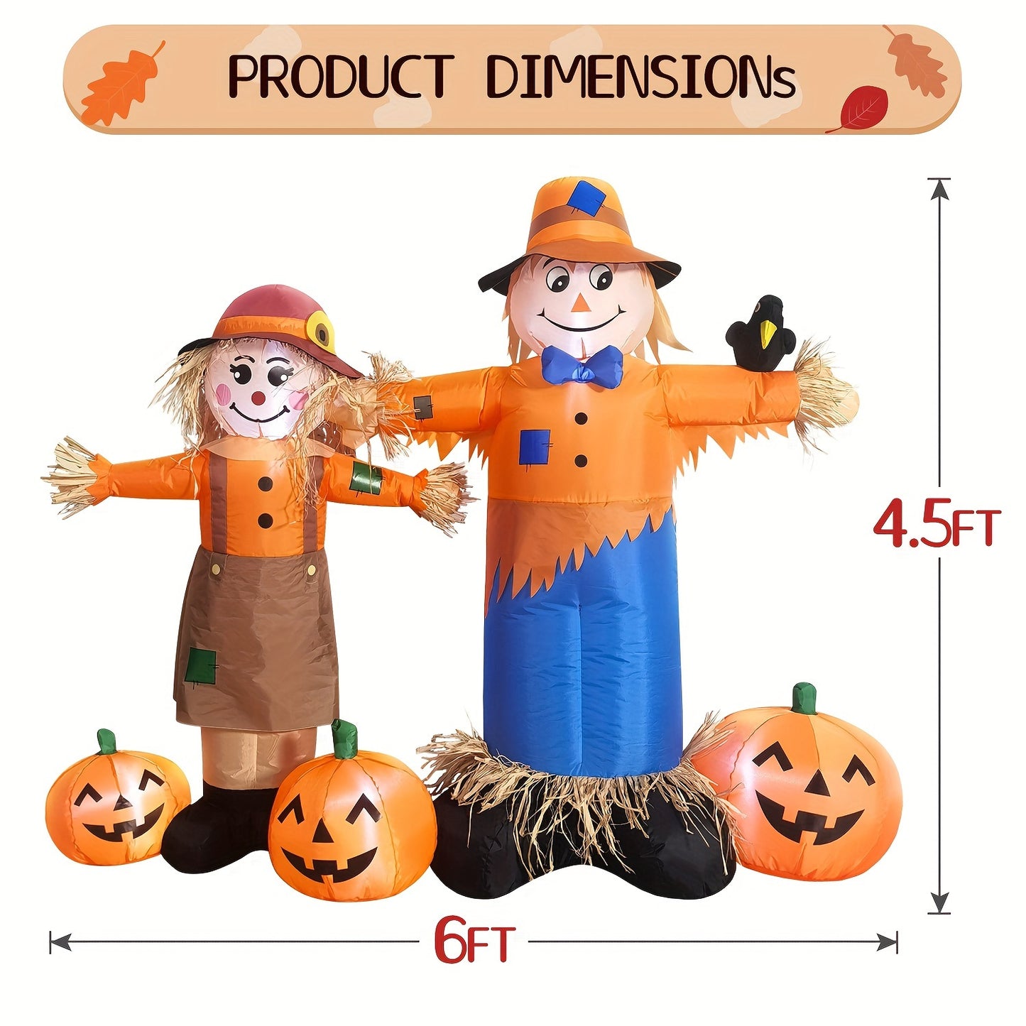 4.5ft LED Thanksgiving Harvest Scarecrow Duo - Outdoor Yard & Garden Décor