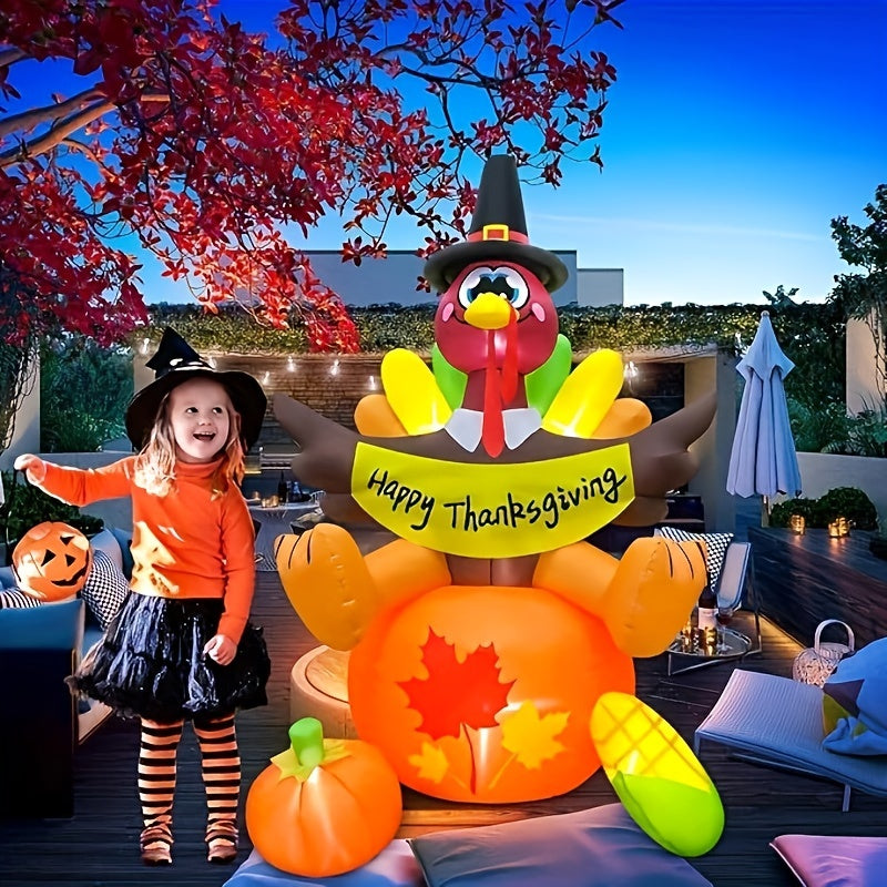 6ft Giant LED Inflatable Pilgrim Turkey - Thanksgiving Yard & Patio Décor