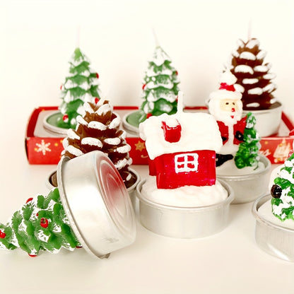 Blingfun Christmas Candle Set - Festive Scented Paraffin & Soy Wax Candles in Santa, Snowman, Pinecone, and Christmas Tree Shapes