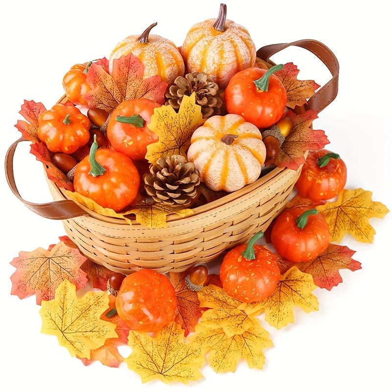 50-Piece Artificial Pumpkin & Harvest Decor Set – Perfect for Thanksgiving, Halloween, and Fall Weddings