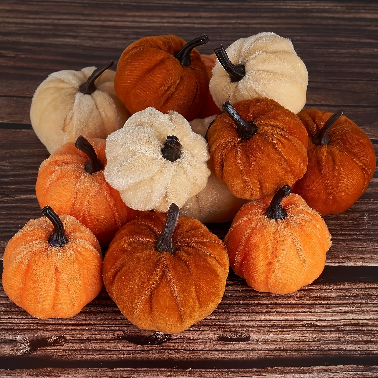 4-Piece Velvet Pumpkin Decoration Set – Soft, High-Quality Plush Velvet for Fall & Thanksgiving