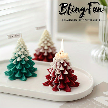 Blingfun 2pcs Christmas Tree Scented Candles - Soy Wax Blend, Perfect for Holiday Décor, Parties, and Gifts