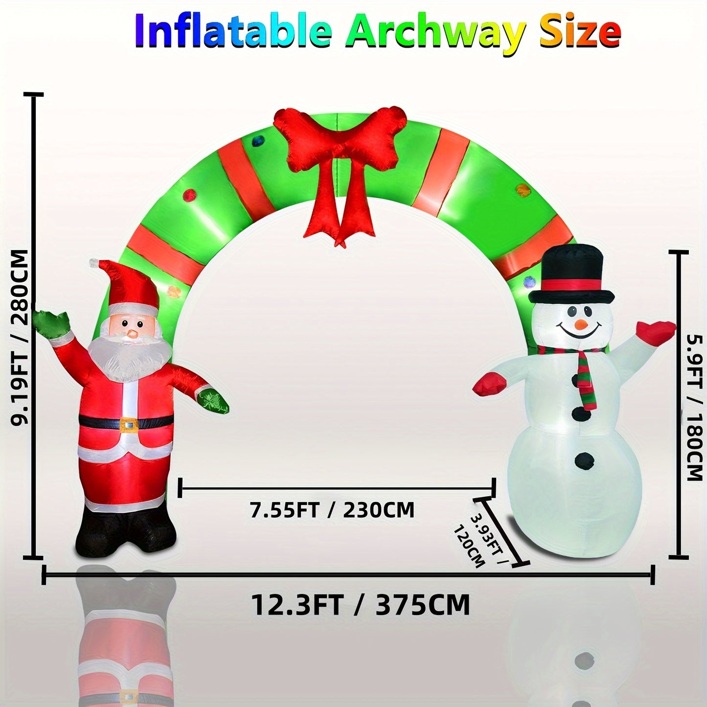 10ft Lighted Christmas Inflatable Archway with Santa Claus and Snowman - Indoor/Outdoor Holiday Decoration