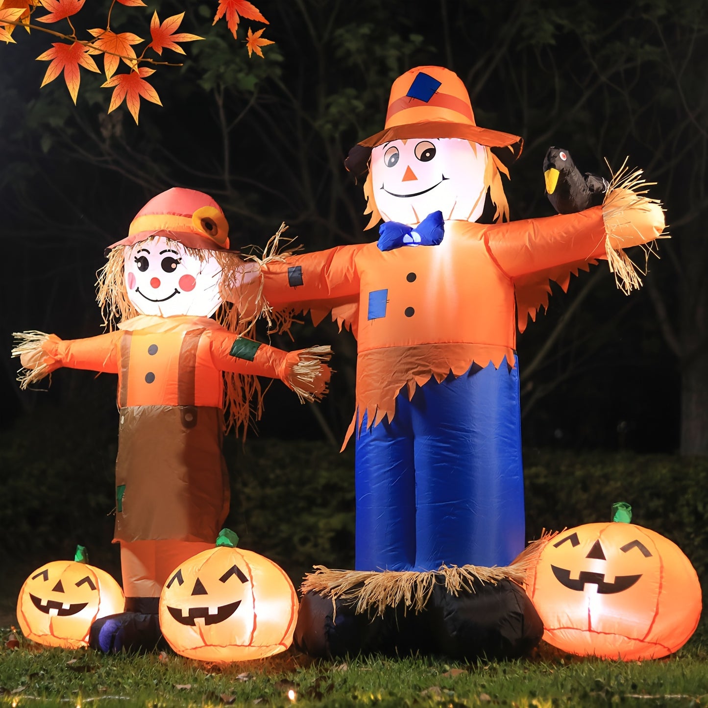 4.5ft LED Thanksgiving Harvest Scarecrow Duo - Outdoor Yard & Garden Décor