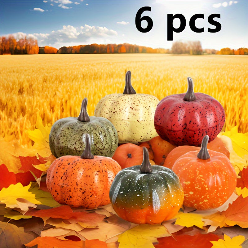 6-Piece Lifelike Pumpkin Decoration Set – Perfect for Halloween, Thanksgiving, and Harvest Festivals