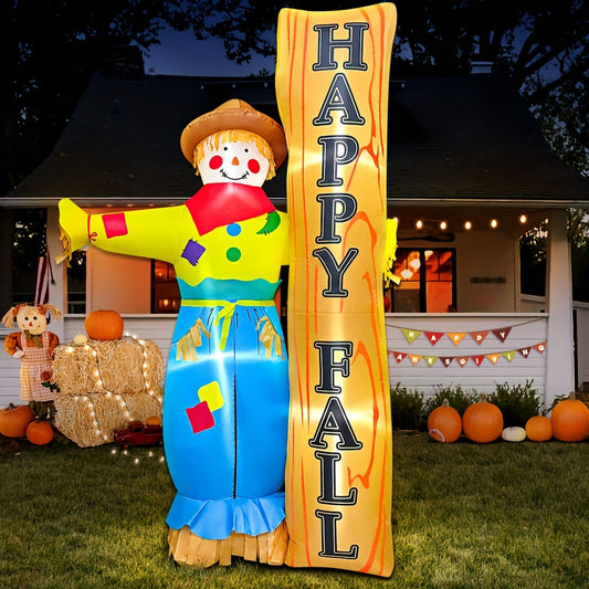 KOOY 7FT Inflatable Scarecrow Thanksgiving Decorations Outdoor With LED Lights