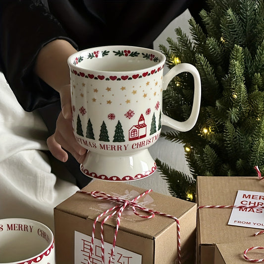 Christmas-Themed Ceramic Coffee Mug - Insulated, Reusable Cup for Holiday Home Decor & Gifts