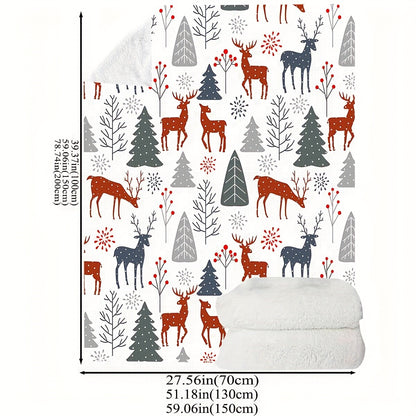 Christmas-Themed Deer Pattern Throw Blanket – Soft, Warm, and Cozy Blanket for Couch, Bed, Office, and Travel