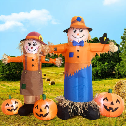 4.5ft LED Thanksgiving Harvest Scarecrow Duo - Outdoor Yard & Garden Décor