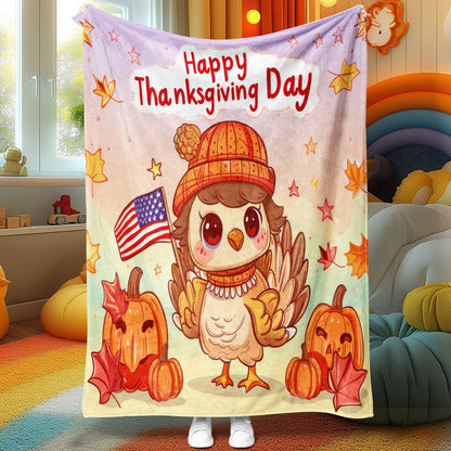 Cozy Flannel Thanksgiving Turkey Blanket – Soft, Warm Throw for All Seasons