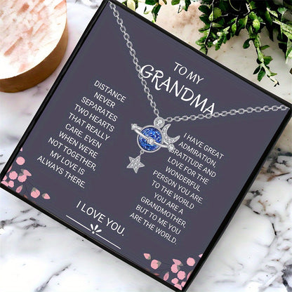 Planet Pendant Necklace in Gift Box for Grandma – A Meaningful Gift for Mother's Day, Thanksgiving, Christmas, or Birthdays