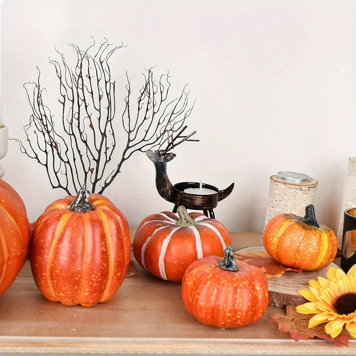 58-Piece Artificial Pumpkin Set for Fall, Halloween & Thanksgiving Decor