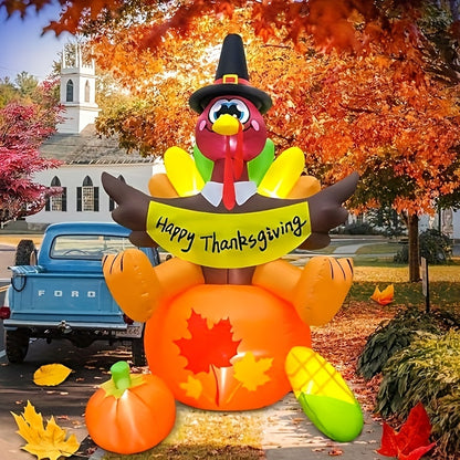 6ft Giant LED Inflatable Pilgrim Turkey - Thanksgiving Yard & Patio Décor