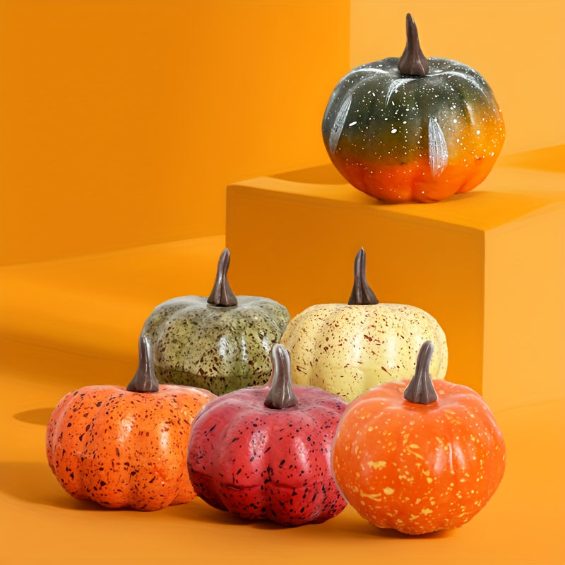 6-Piece Lifelike Pumpkin Decoration Set – Perfect for Halloween, Thanksgiving, and Harvest Festivals