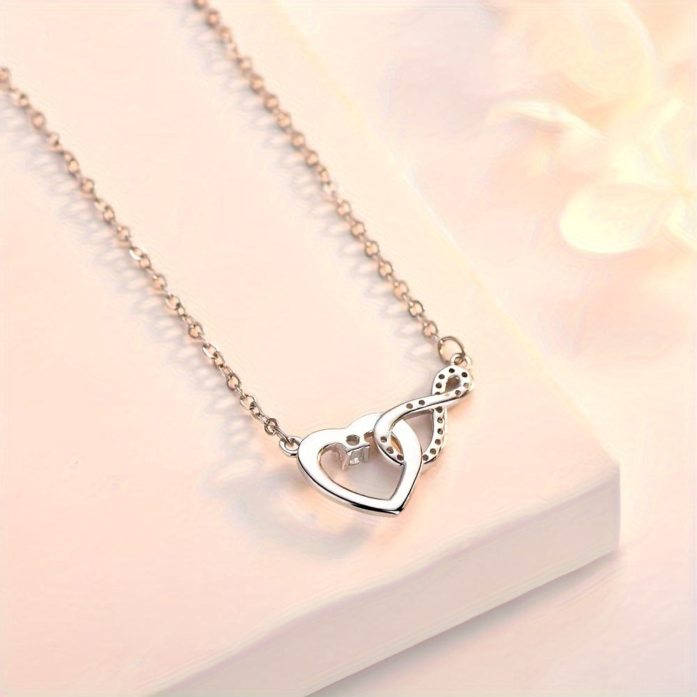 Heartfelt Sister Love Necklace - Two-Tone Copper Chain with Zirconia Inlay, A Touching Gift for Sisters on Birthdays & Holidays