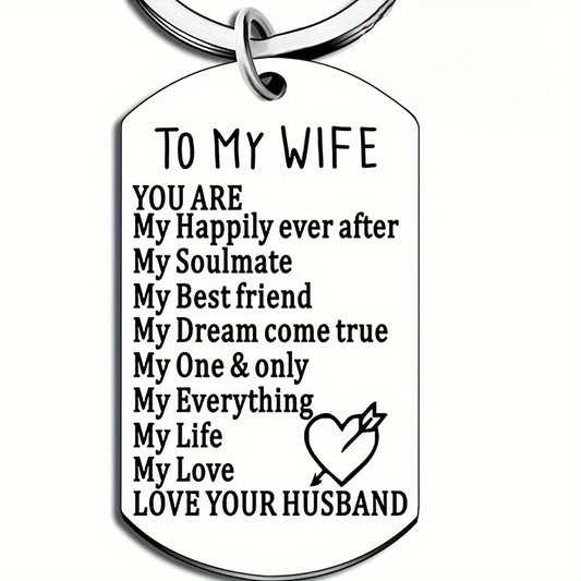 Stainless Steel Keychain for Wife from Husband – Perfect Valentine's Day & Wedding Gift for Best Wife