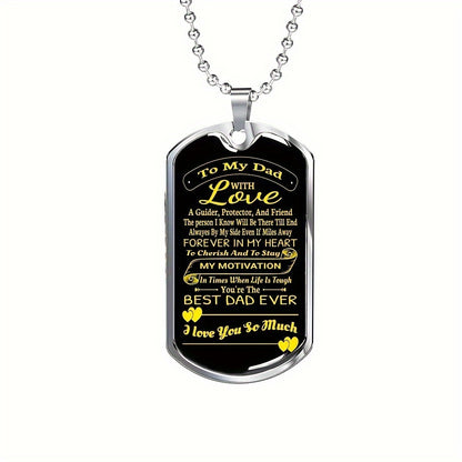 To my Dad: Thanksgiving Day Anniversary Party Birthday Father's Day gifts, Men's Jewelry For Dad Stainless Steel Pendant Dog Tag Necklaces