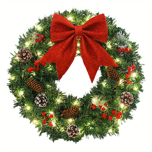 Christmas Front Door Wreath - Artificial Christmas Wreath with Balls and Pine Cones, Festive Hanging Ornament