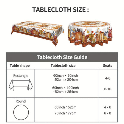 Fall Pumpkin Harvest Tablecloth – Thanksgiving Party Table Cover