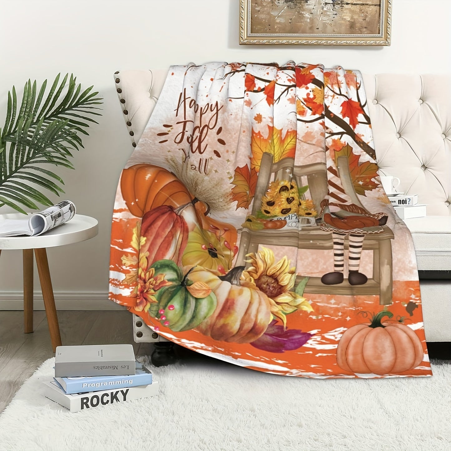 Cozy Autumn Maple Leaf Pumpkin Throw Blanket – The Perfect Thanksgiving Gift for Family and Friends