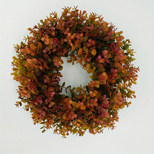 Durable Fall Eucalyptus Wreath - Autumn Hanging Ornament for Thanksgiving Décor