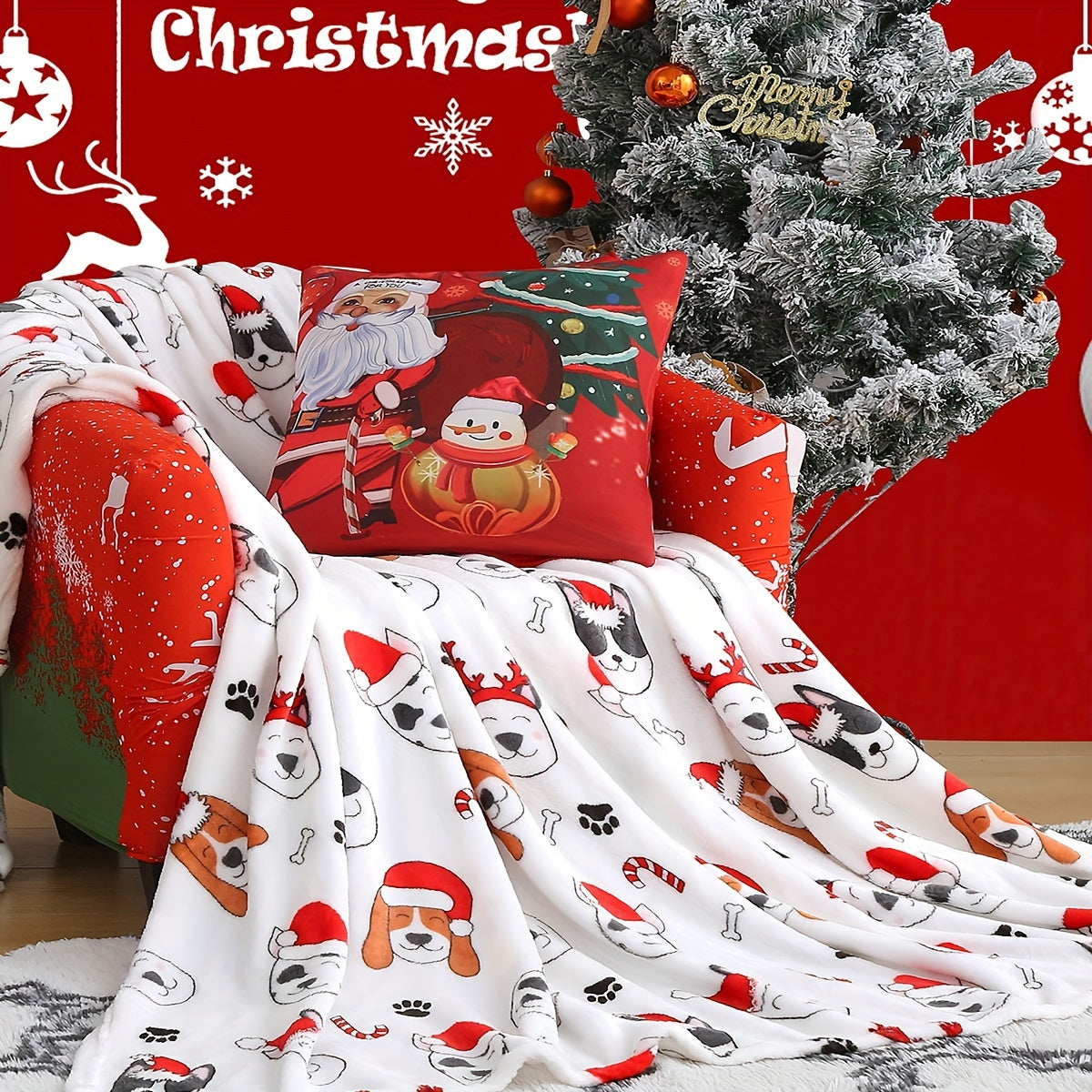 Plush Christmas Bed Blanket – Soft & Comfortable Blanket for Sofa, Bed, Office, Camping, and Travel