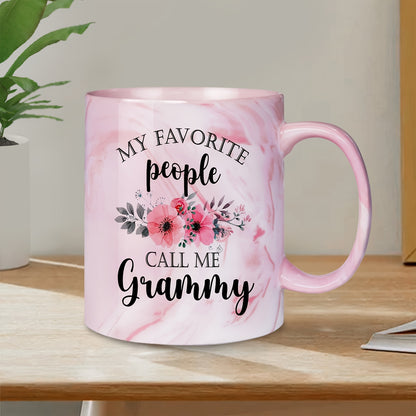 "Grammy's Favorite" 11oz Pink Marble Ceramic Coffee Mug – The Perfect Gift for Grandma